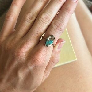 Oyster Turquoise, Rose Gold ring. Size 7.5